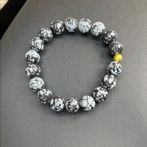 Snowflake Obsidian Stone Stretch Bracelet